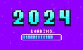 2024 pixel art banner for New Year. 2024 numbers in 8-bit retro games